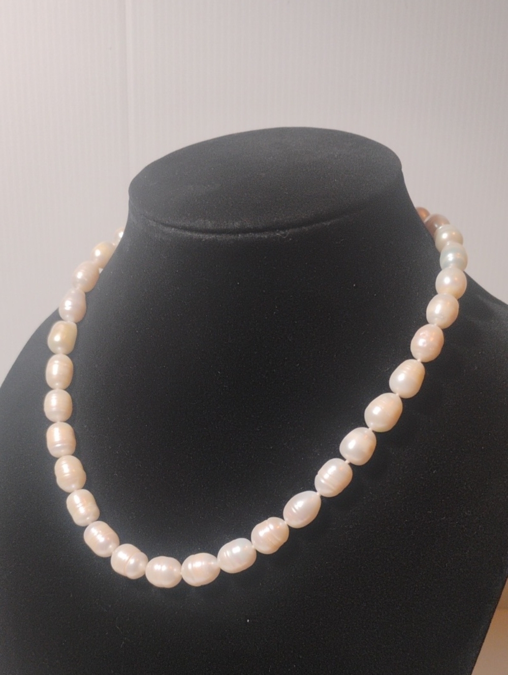 Vintage 10-12mm Baroque Pearls On Silver Tone Clasp 20" Total Length